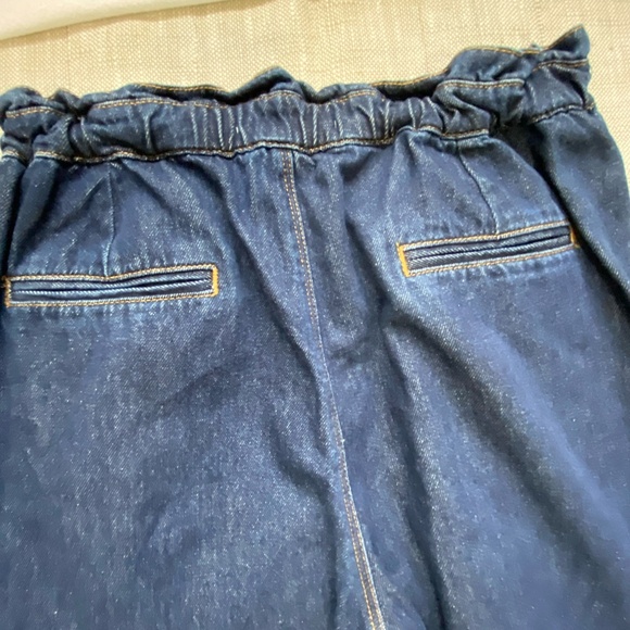 Zara Z1975 Dark Denim High Paperbag Waist Baggy Tapered Ankle Jeans-Sz 8 - Picture 5 of 16